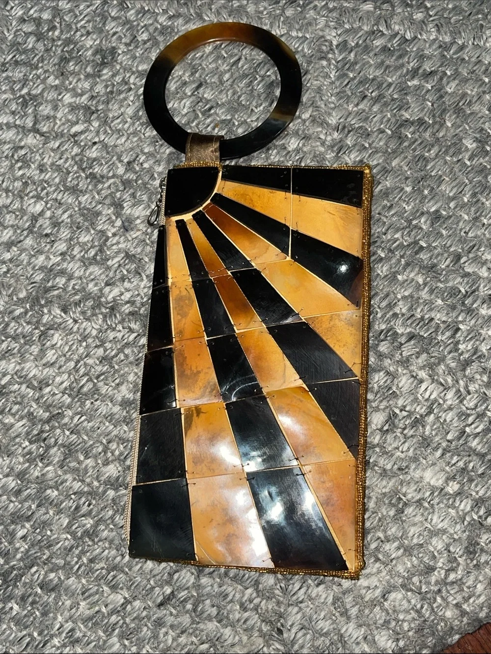 Vintage Sunburst Black and Amber Rectangular Clutch